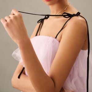 Anthropologie Light Purple Tie Ruffle Top